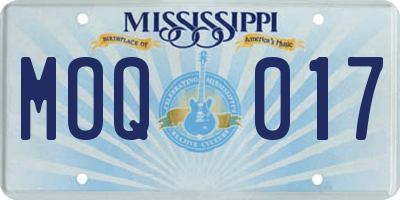 MS license plate MOQ017