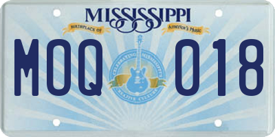 MS license plate MOQ018
