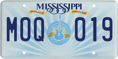 MS license plate MOQ019