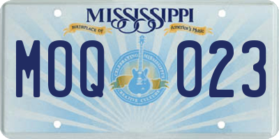 MS license plate MOQ023