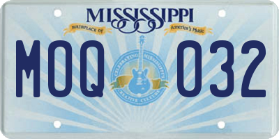 MS license plate MOQ032