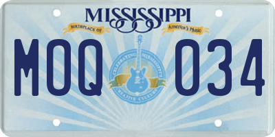 MS license plate MOQ034