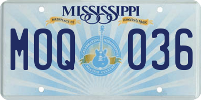 MS license plate MOQ036