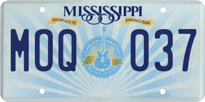 MS license plate MOQ037