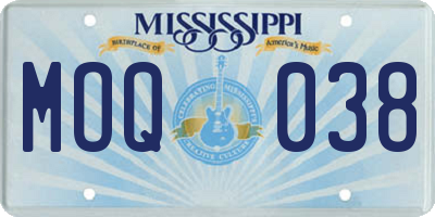 MS license plate MOQ038