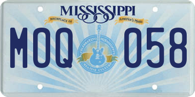 MS license plate MOQ058