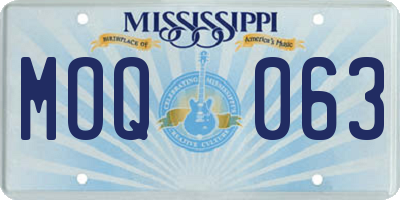 MS license plate MOQ063