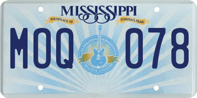 MS license plate MOQ078