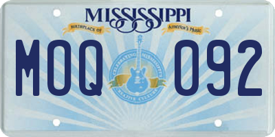 MS license plate MOQ092