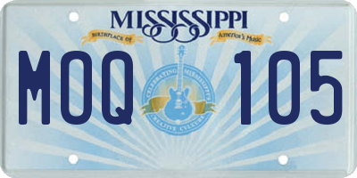 MS license plate MOQ105