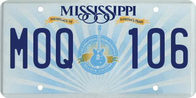 MS license plate MOQ106