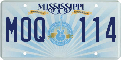 MS license plate MOQ114