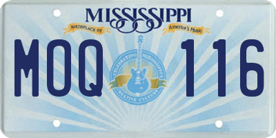 MS license plate MOQ116