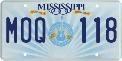 MS license plate MOQ118