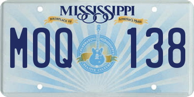 MS license plate MOQ138