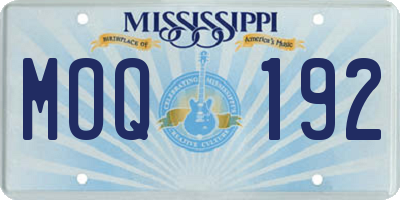 MS license plate MOQ192