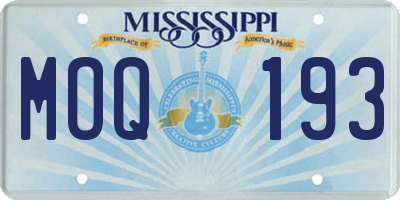 MS license plate MOQ193