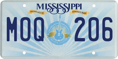 MS license plate MOQ206