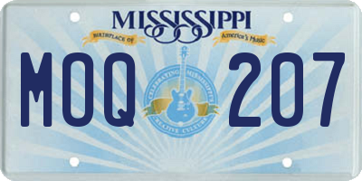 MS license plate MOQ207