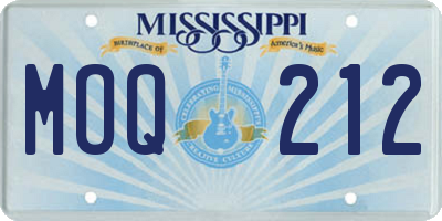 MS license plate MOQ212