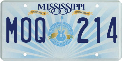 MS license plate MOQ214