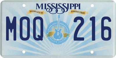 MS license plate MOQ216