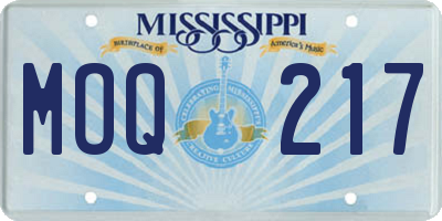 MS license plate MOQ217
