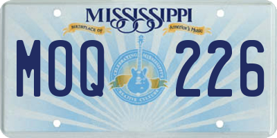 MS license plate MOQ226