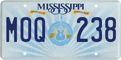 MS license plate MOQ238
