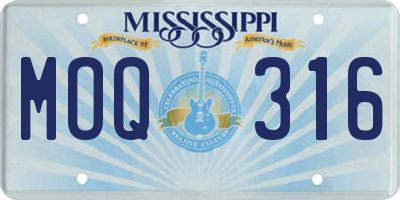 MS license plate MOQ316
