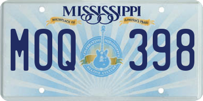 MS license plate MOQ398