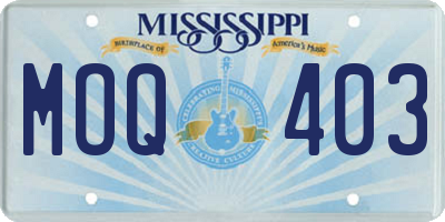 MS license plate MOQ403