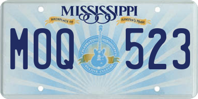 MS license plate MOQ523