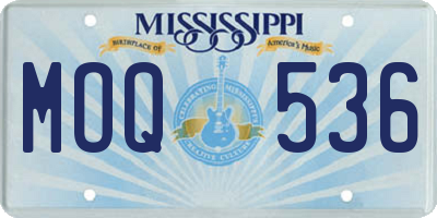 MS license plate MOQ536