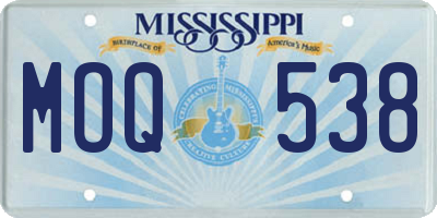 MS license plate MOQ538