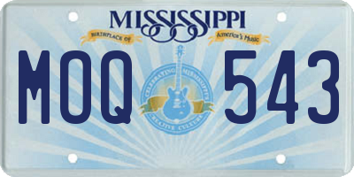 MS license plate MOQ543