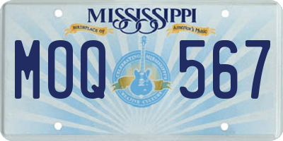 MS license plate MOQ567
