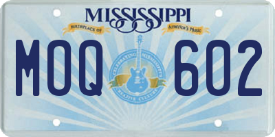 MS license plate MOQ602