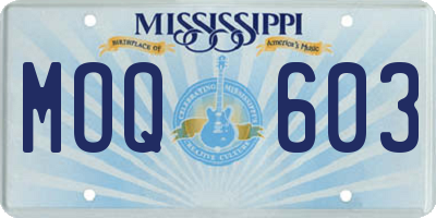 MS license plate MOQ603