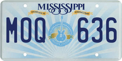 MS license plate MOQ636