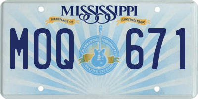 MS license plate MOQ671