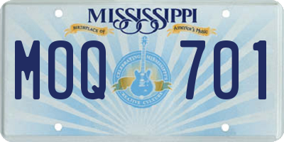 MS license plate MOQ701