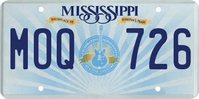 MS license plate MOQ726