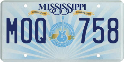 MS license plate MOQ758