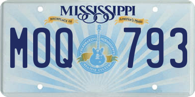 MS license plate MOQ793