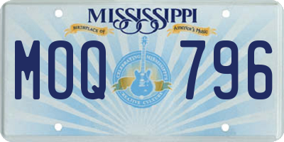 MS license plate MOQ796