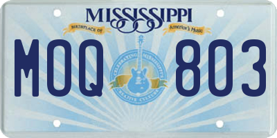 MS license plate MOQ803