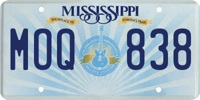 MS license plate MOQ838