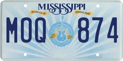 MS license plate MOQ874