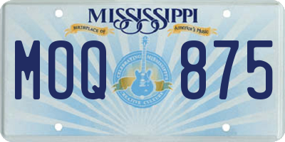 MS license plate MOQ875